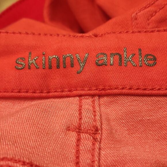 JCP Women's Coral Pink Skinny Ankle High-Stretch Jeans Size 29/8 - Picture 6 of 8